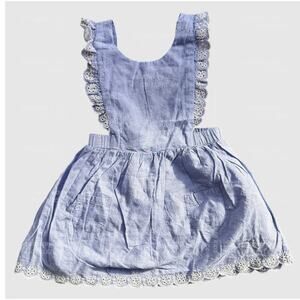 NEW $49 blue Boden mid chambray dress eyelet 3-6 months girl Sleeveless